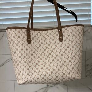 Cream and Tan Tote Bag